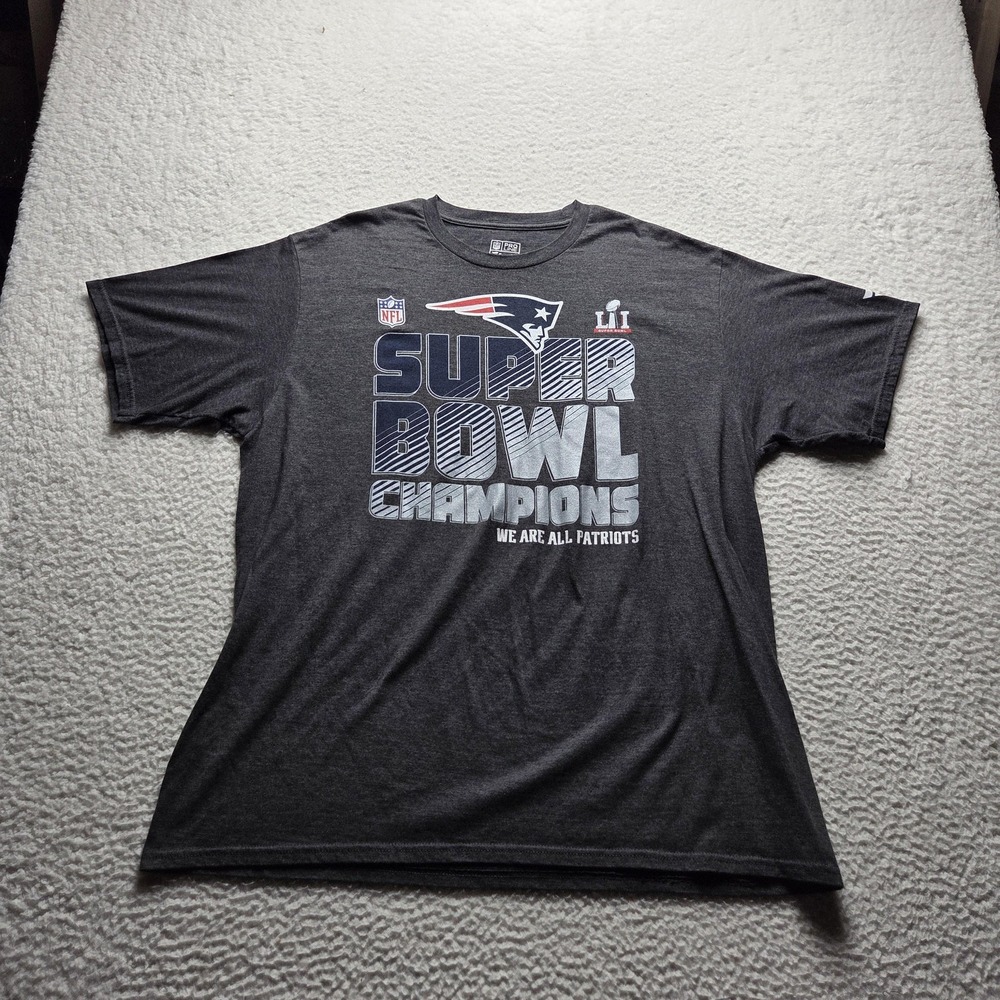 New England Patriots Shirt Mens 2XL Gray NFL Super Bowl LI Champions Fanatics